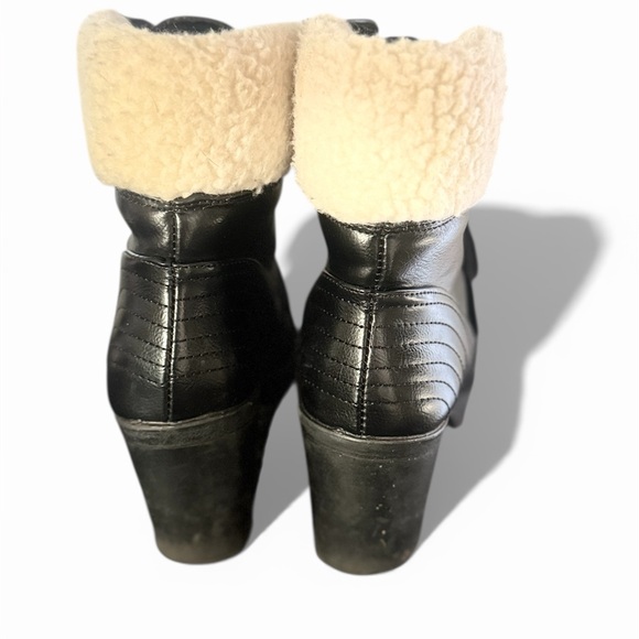 Dolls Kill Black Leather Boots with Cream Lining - Picture 4 of 4